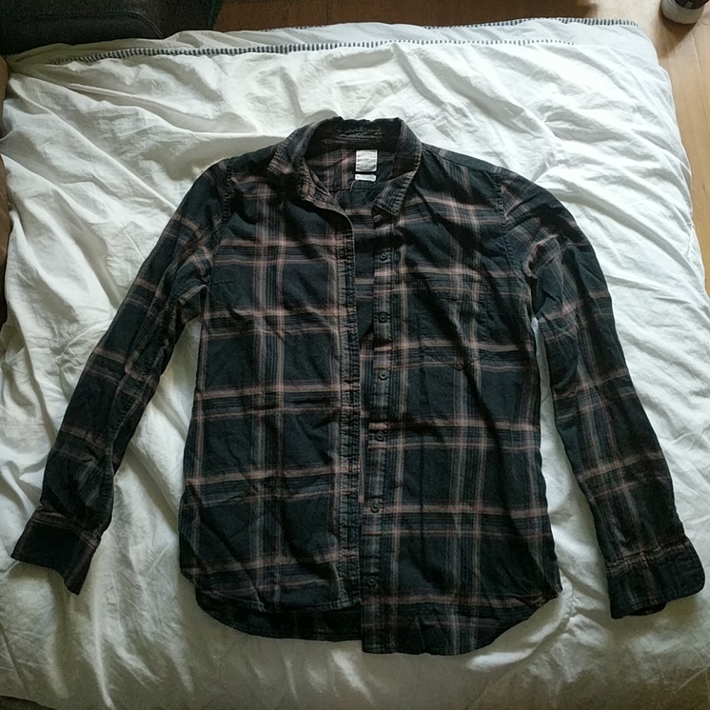 Gap Black & Cream Button Down Shirt (Women's XS)